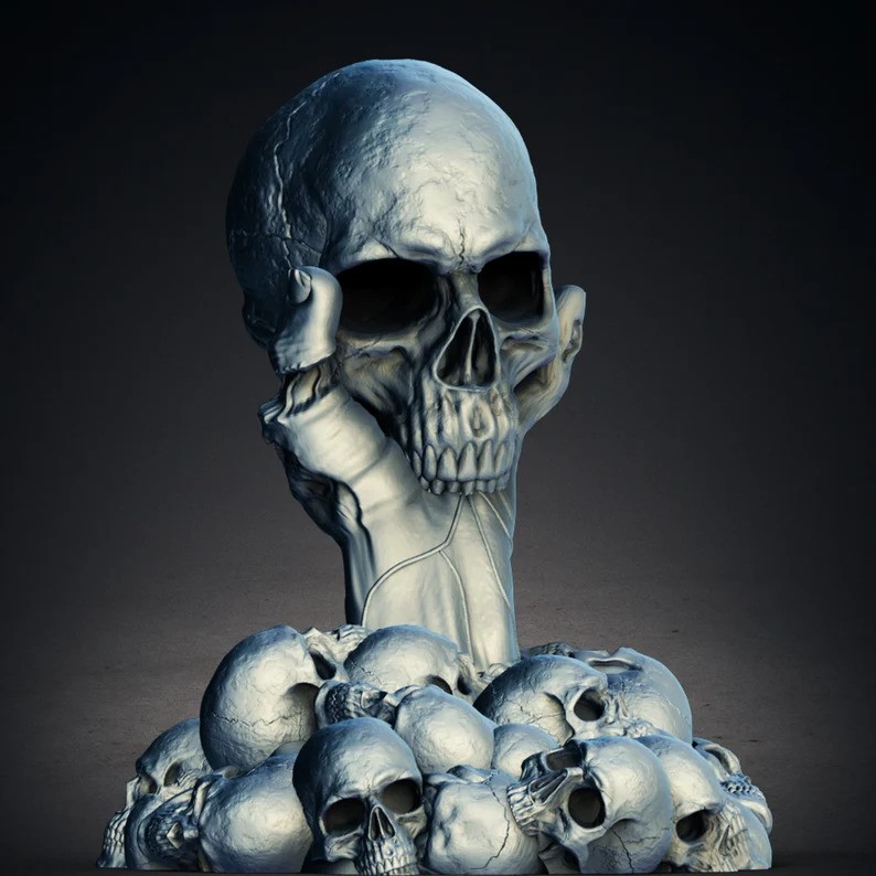 Spooky Horror Halloween Skull on hand Candle Holder 3D Printer STL File Format